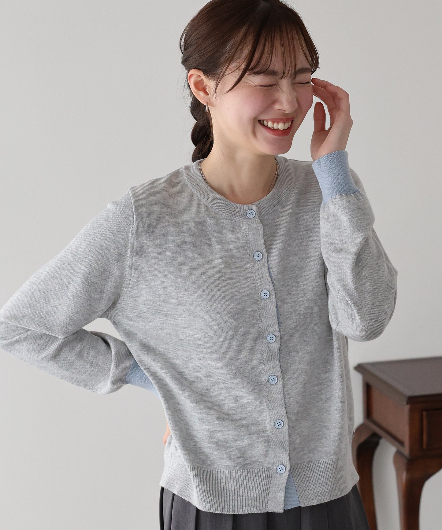 バイカラーカーディガン