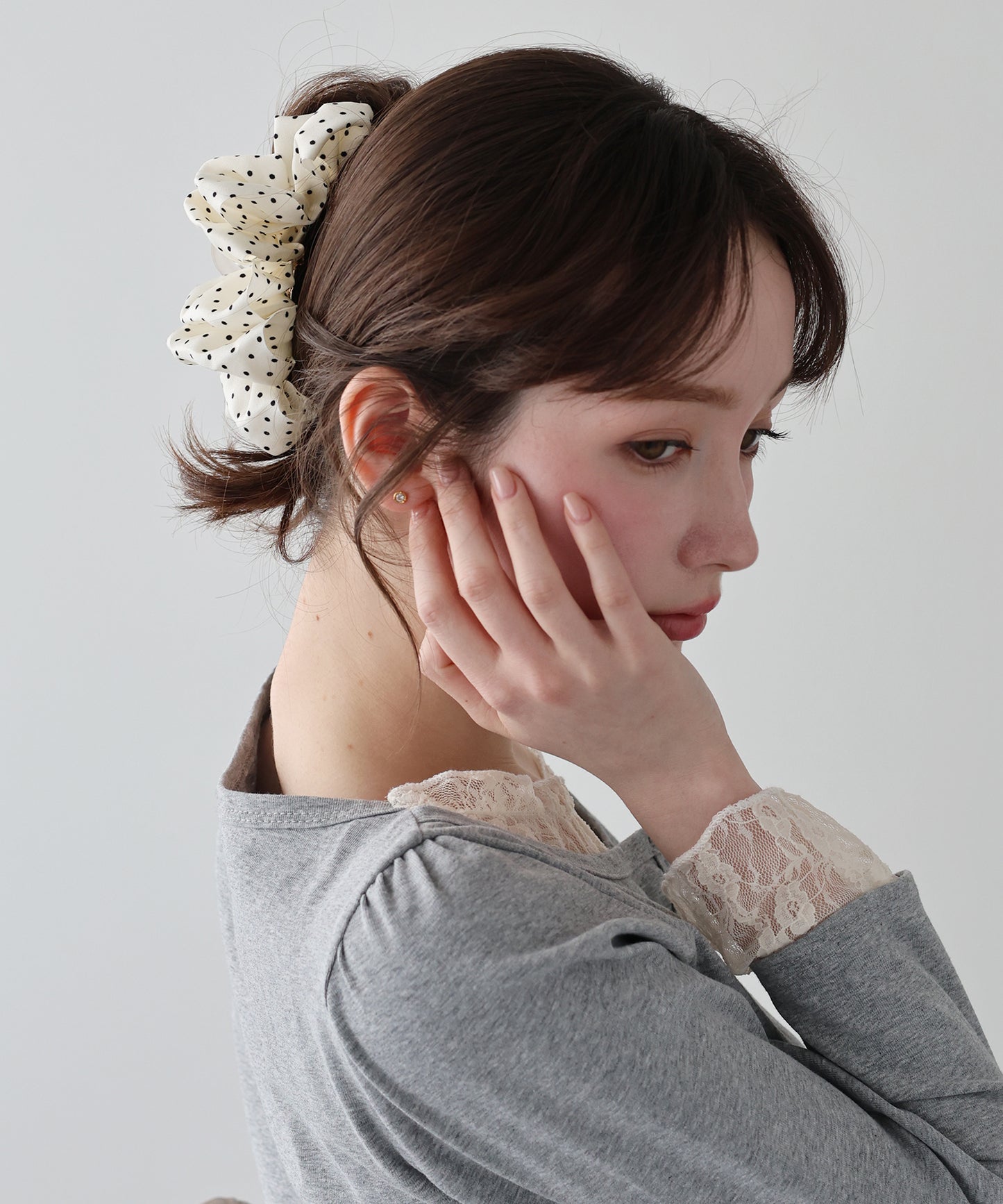 【早割5％OFF】ドットフリルバンスクリップ【ネコポス】