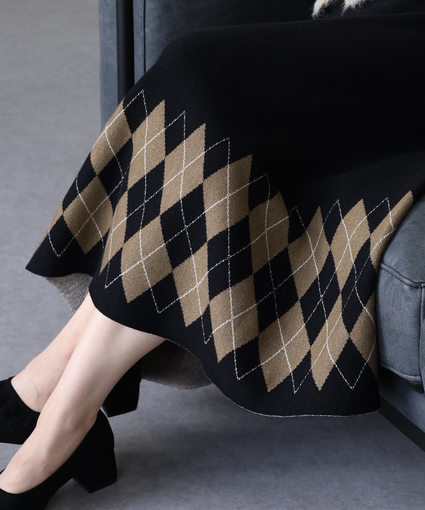 チェック柄ニットスカート