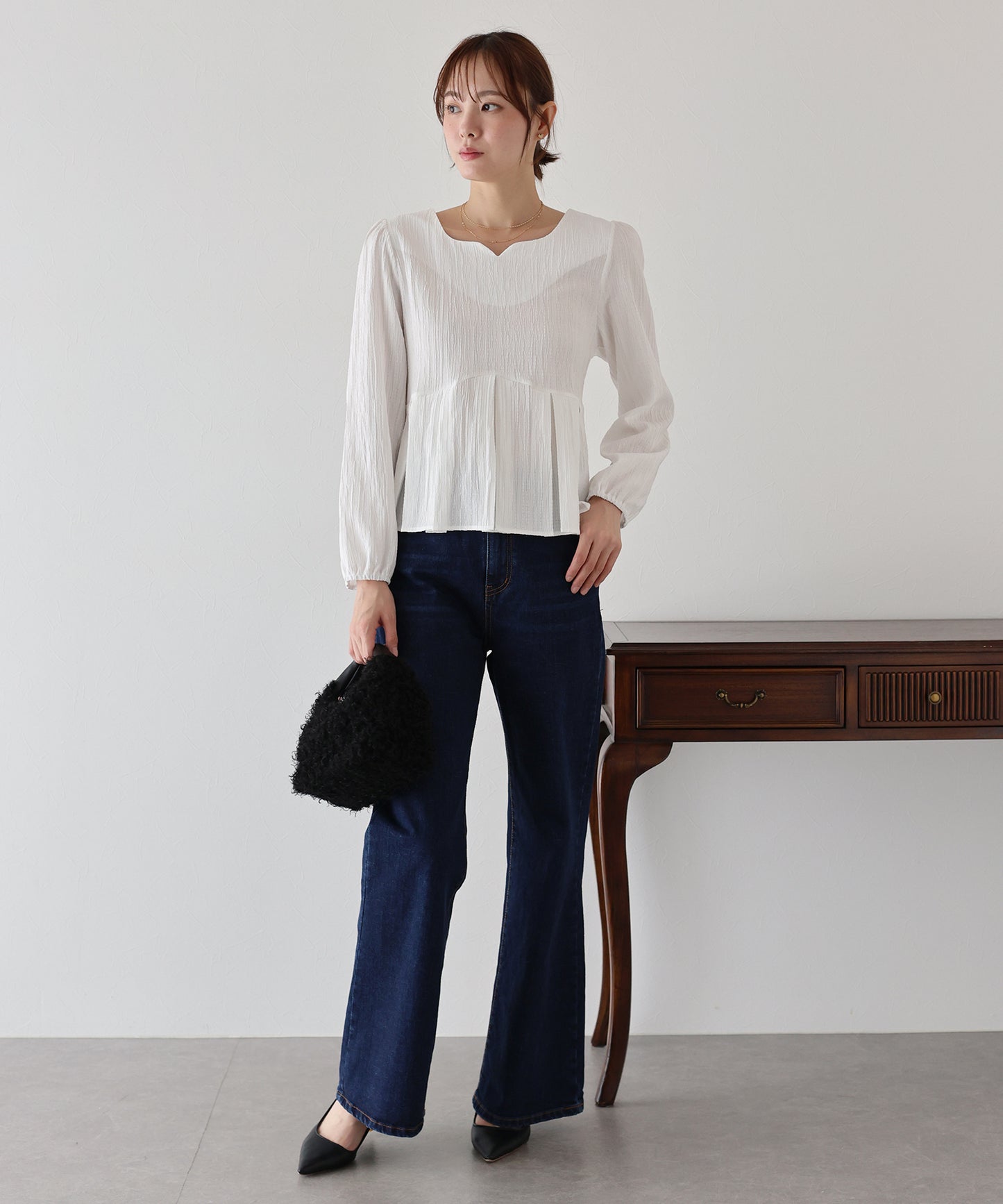 ハートネックプリーツブラウス【ネコポス】