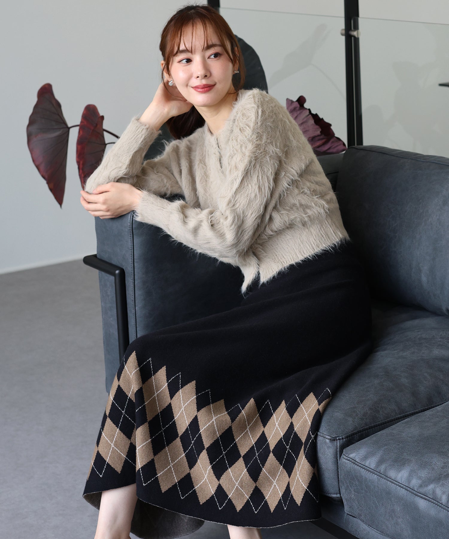 PW CIRCULUS【WOMEN】ピント柄 ニットスカート WOMEN】ピント柄 ニット