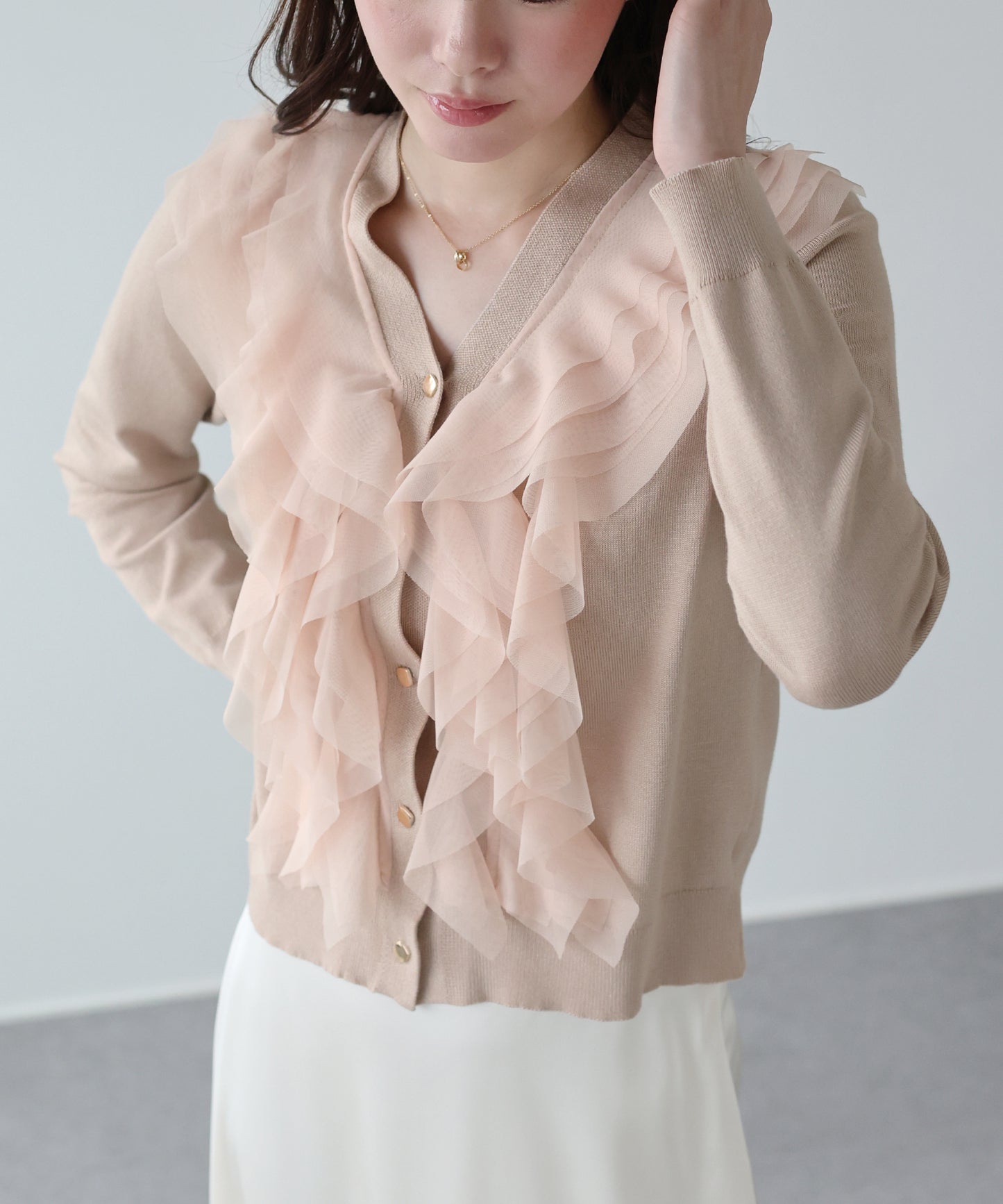 チュールフリルカーディガン