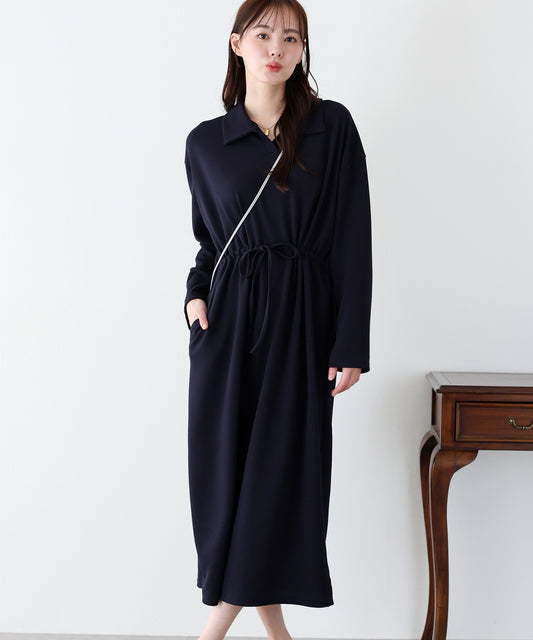 【SALE】ポロ衿ドロストワンピース