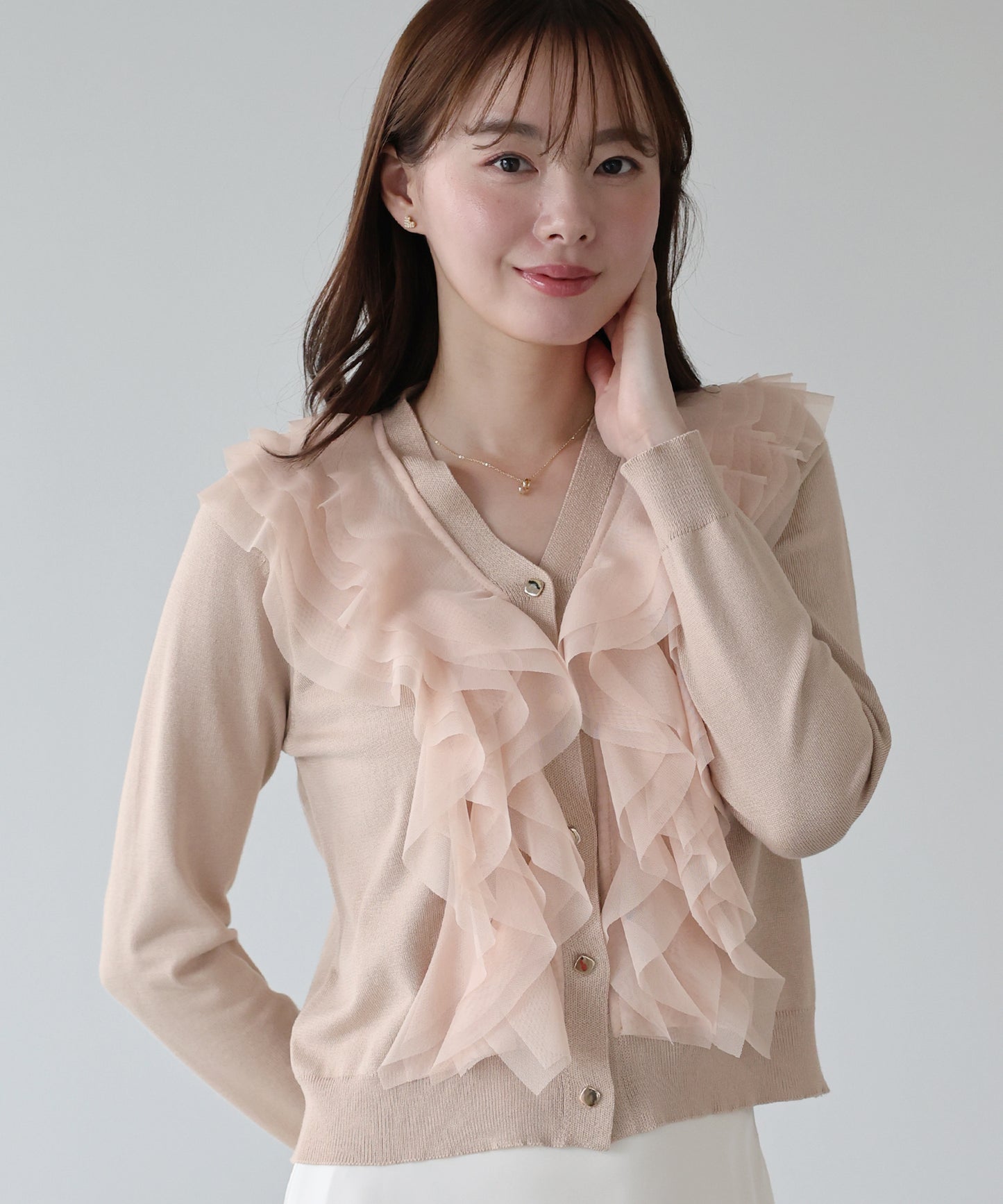 チュールフリルカーディガン