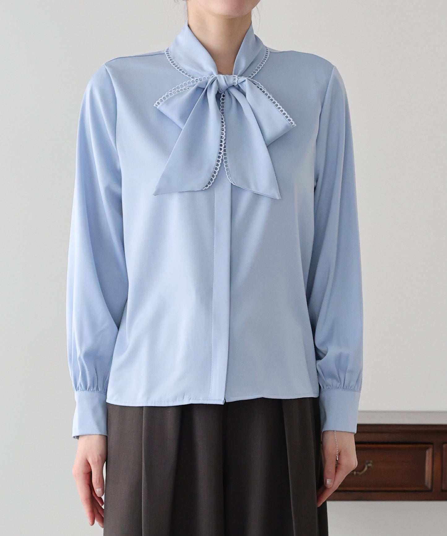 レーストリムリボンブラウス【ネコポス】