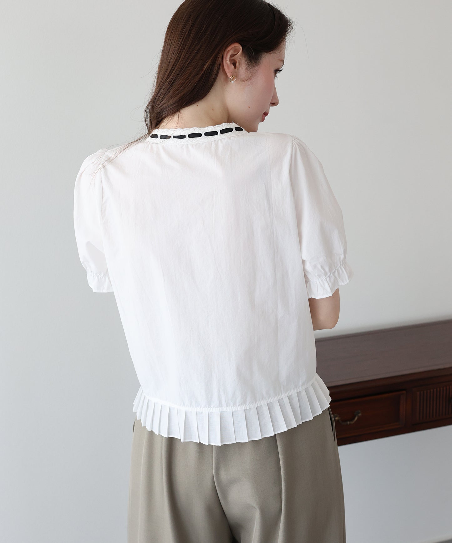 【早割5％OFF】バイカラーリボンブラウス【メール便】