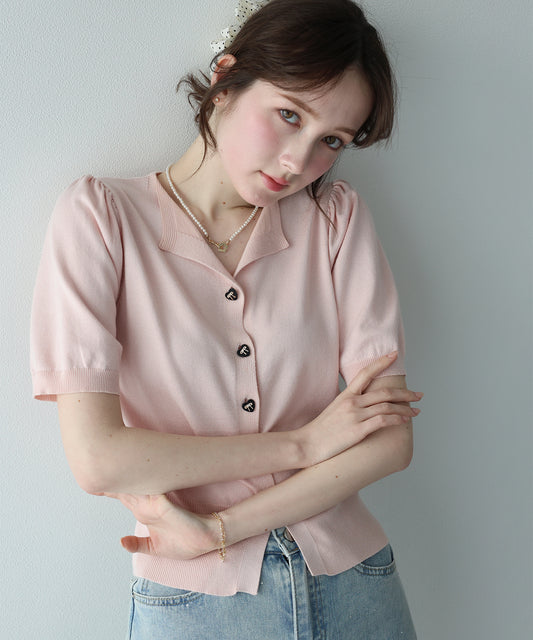 【早割5％OFF】リボンハートボタンニットトップス