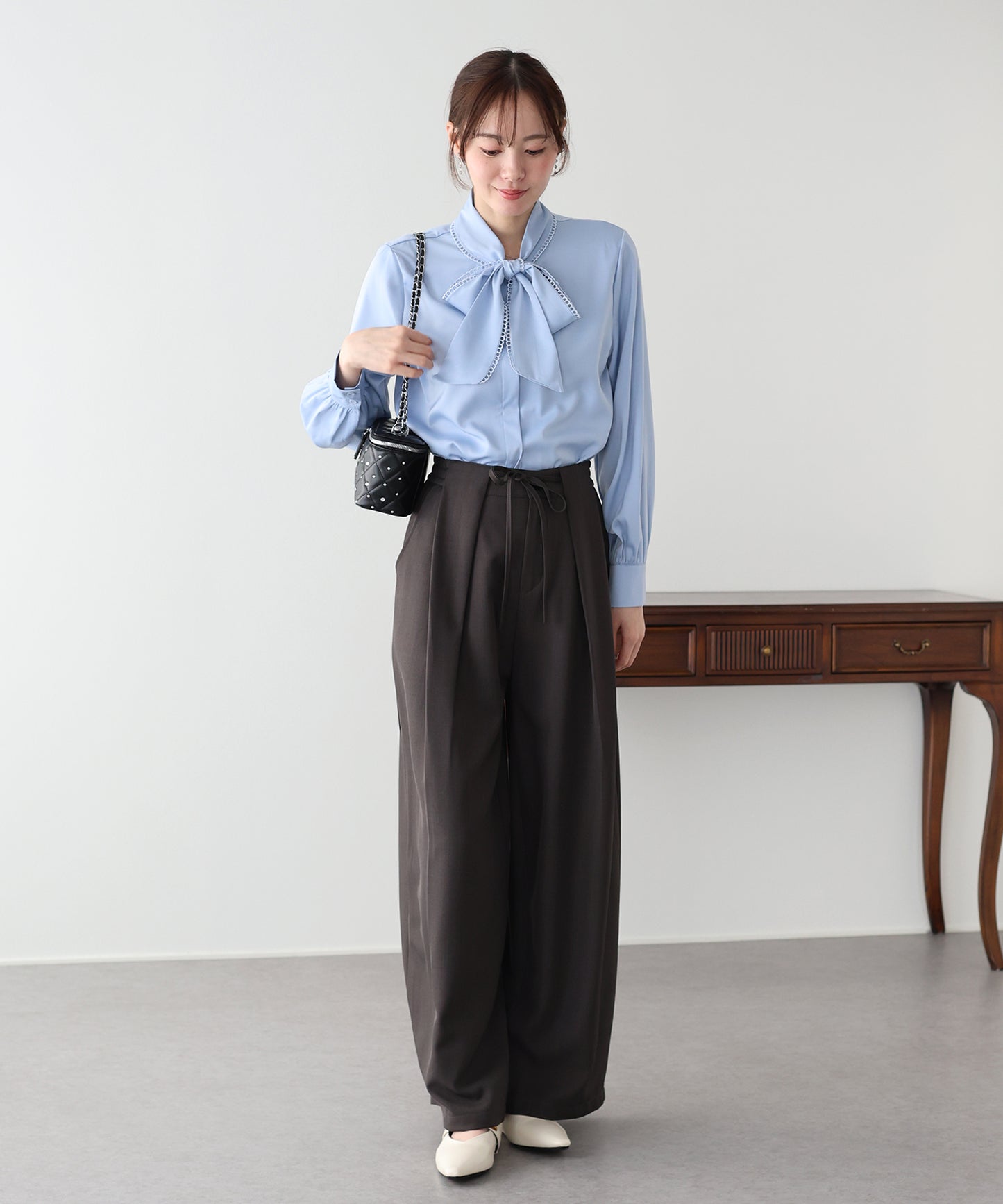 レーストリムリボンブラウス【ネコポス】