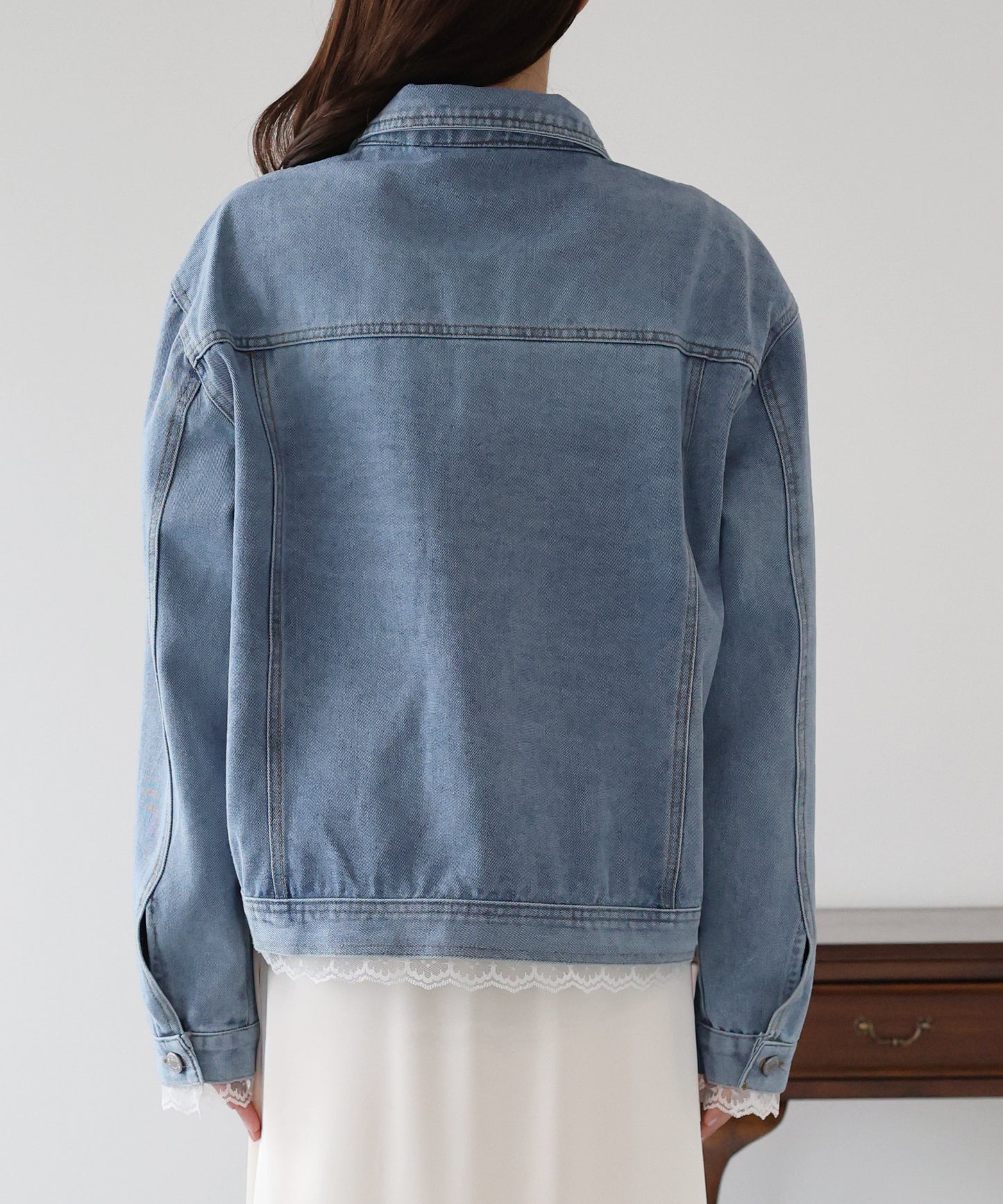 レーストリムデニムブルゾン