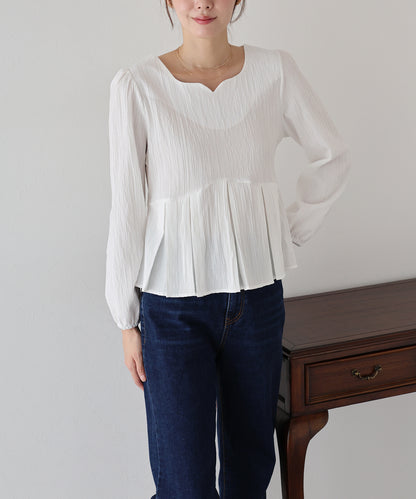 ハートネックプリーツブラウス【ネコポス】