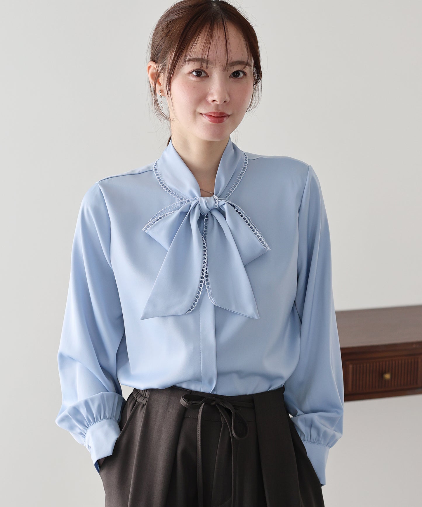 レーストリムリボンブラウス【ネコポス】