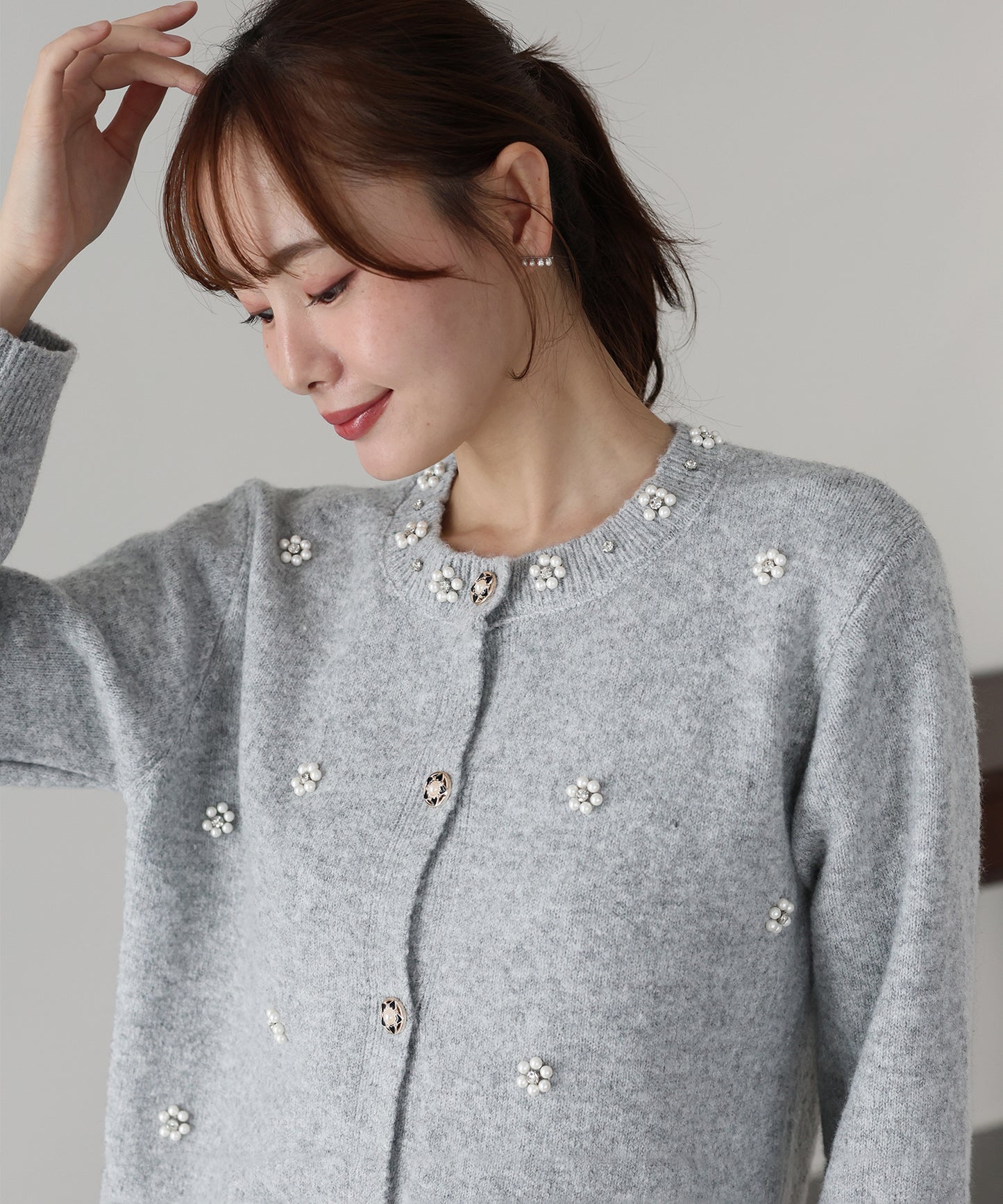 【TIME SALE】フラワービジューカーディガン