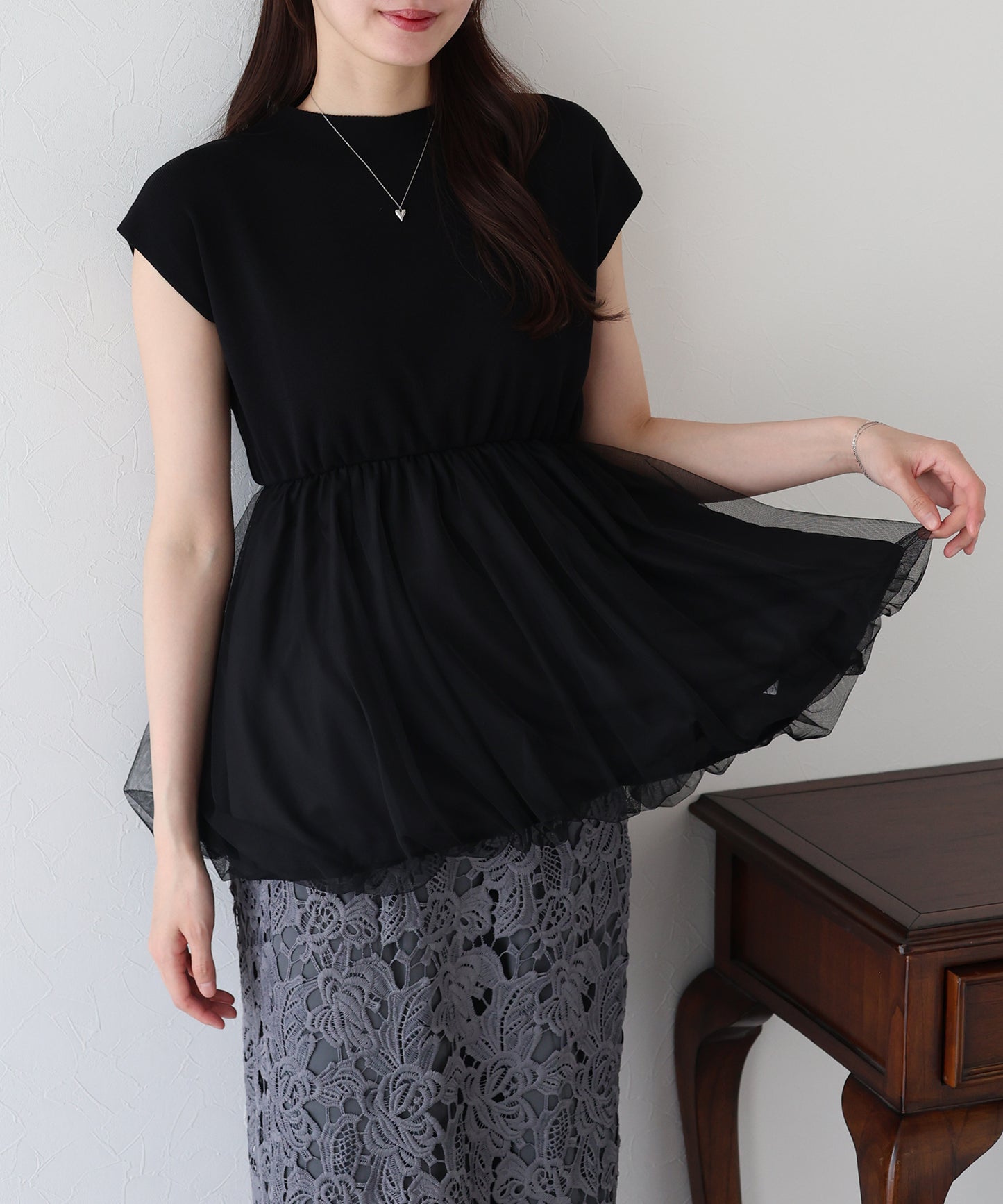 【TIME SALE】バルーンチュールドッキングニット