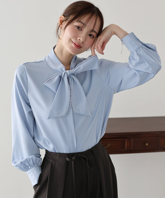 レーストリムリボンブラウス【ネコポス】