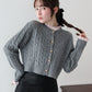 【早割5％OFF】フリルシャツケーブルニットカーディガン