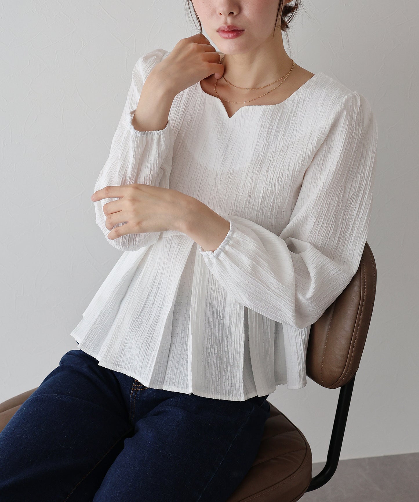 ハートネックプリーツブラウス【ネコポス】