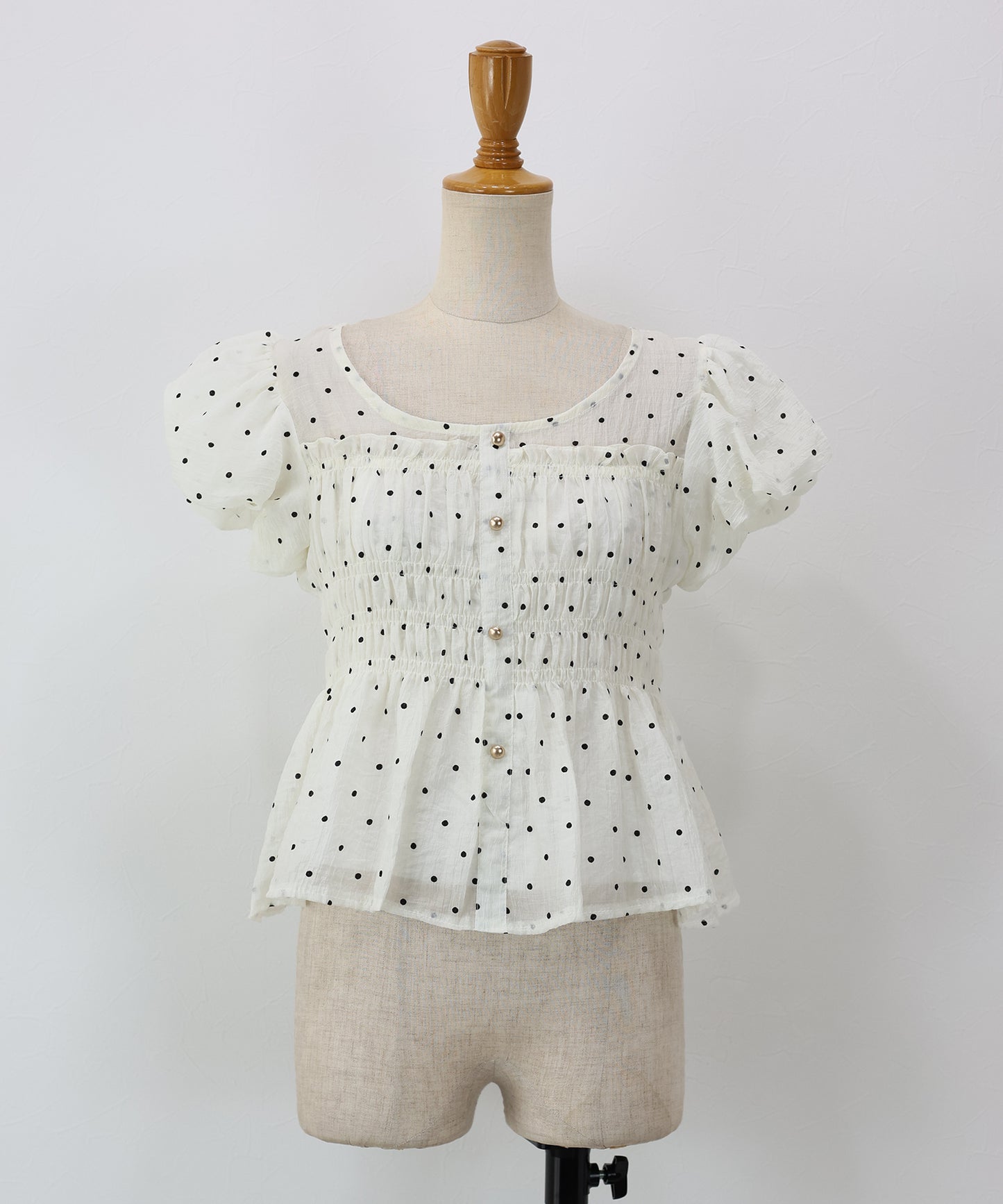 【早割5％OFF】ドットシャーリングブラウス【ネコポス】