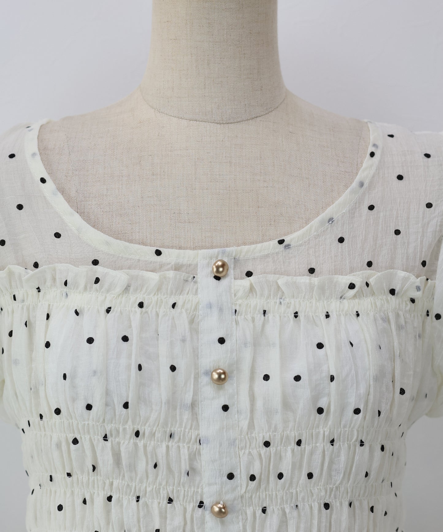 【早割5％OFF】ドットシャーリングブラウス【ネコポス】