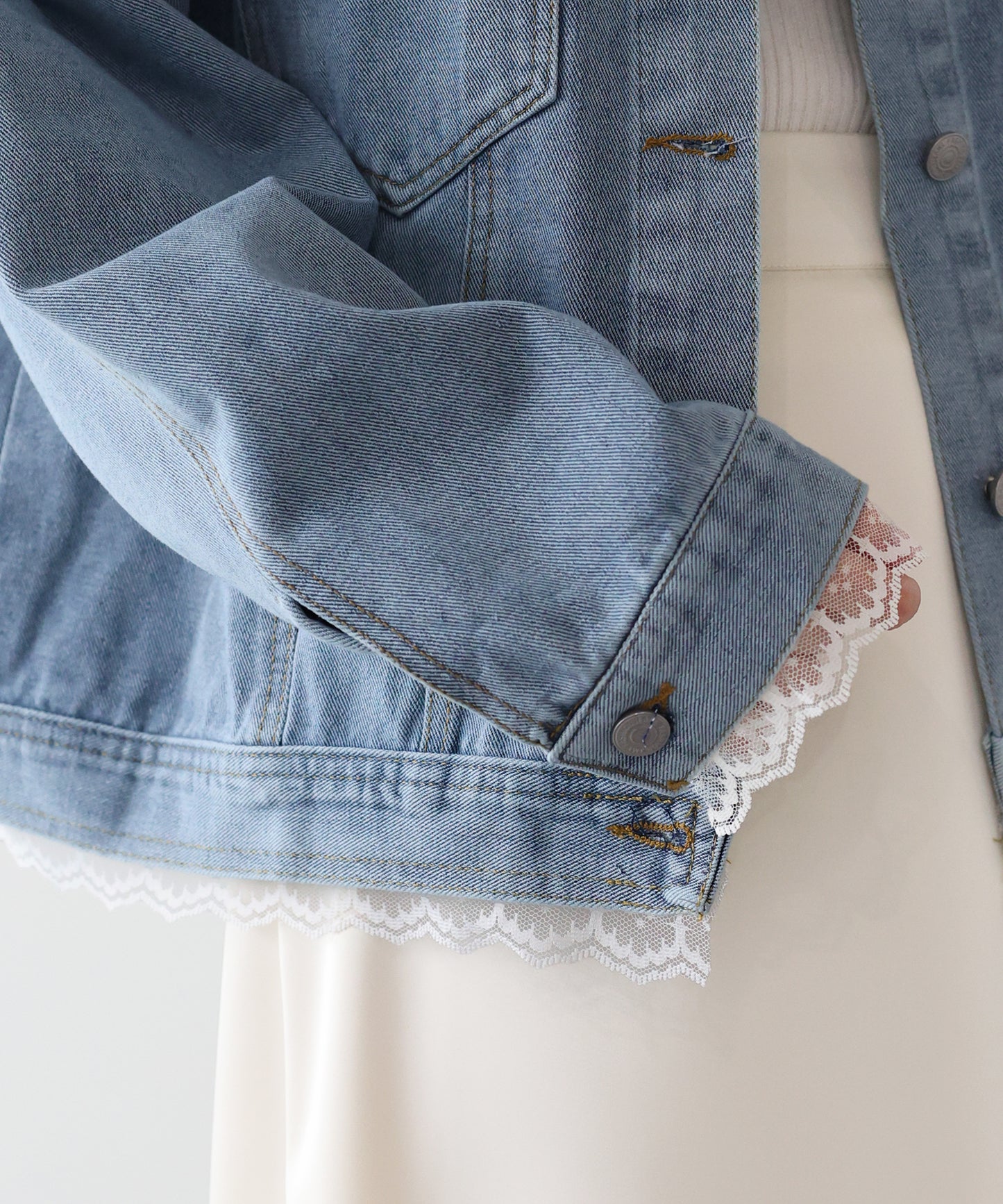 レーストリムデニムブルゾン