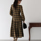 【TIME SALE】チェック長袖ワンピース