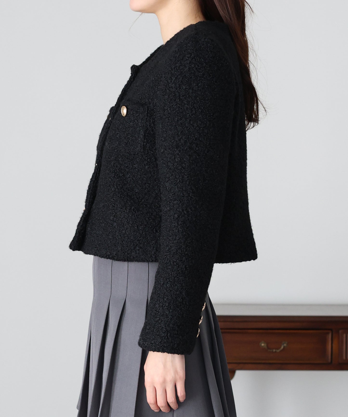 金ボタンボアコート