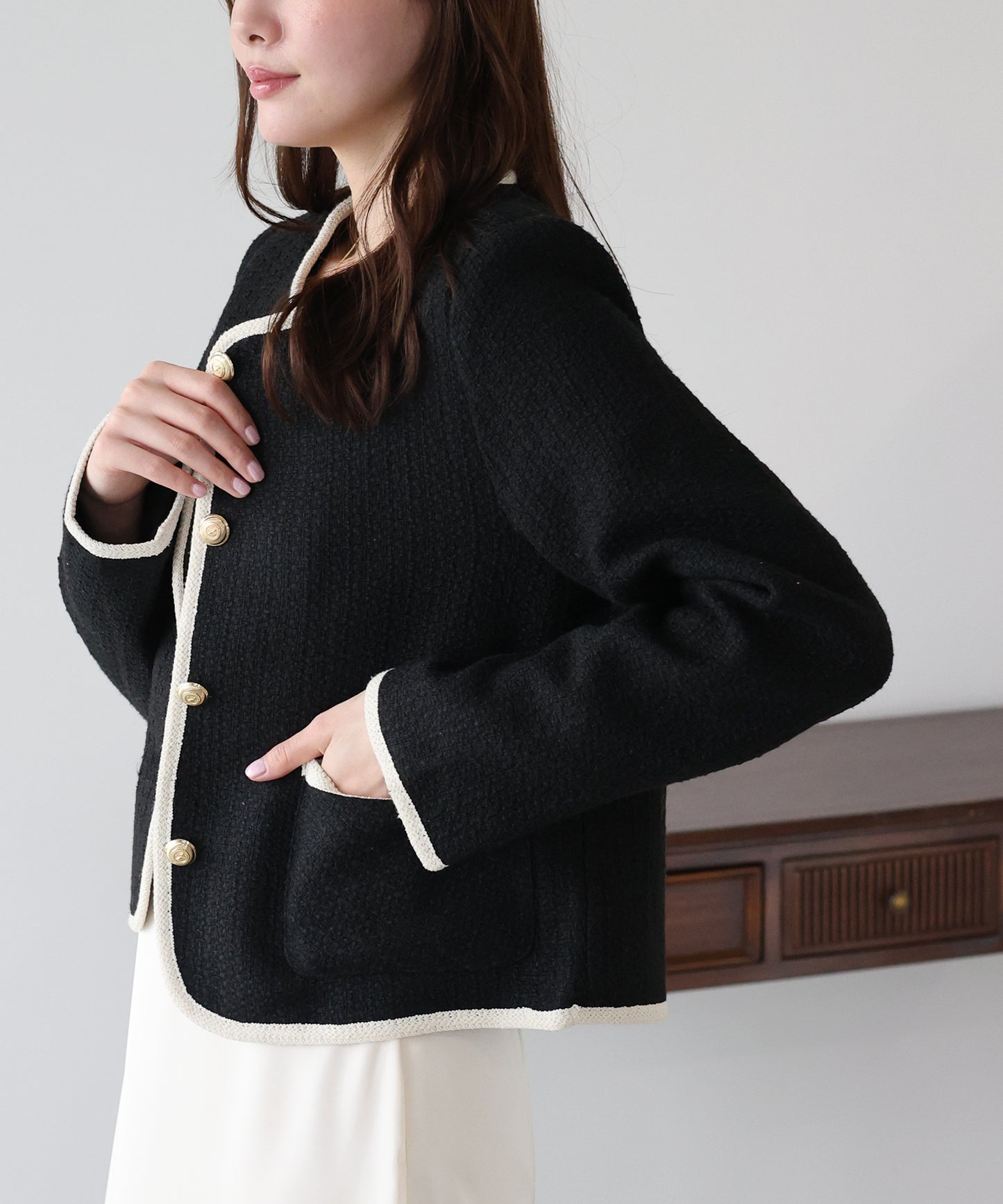 バイカラーパイピングジャケット