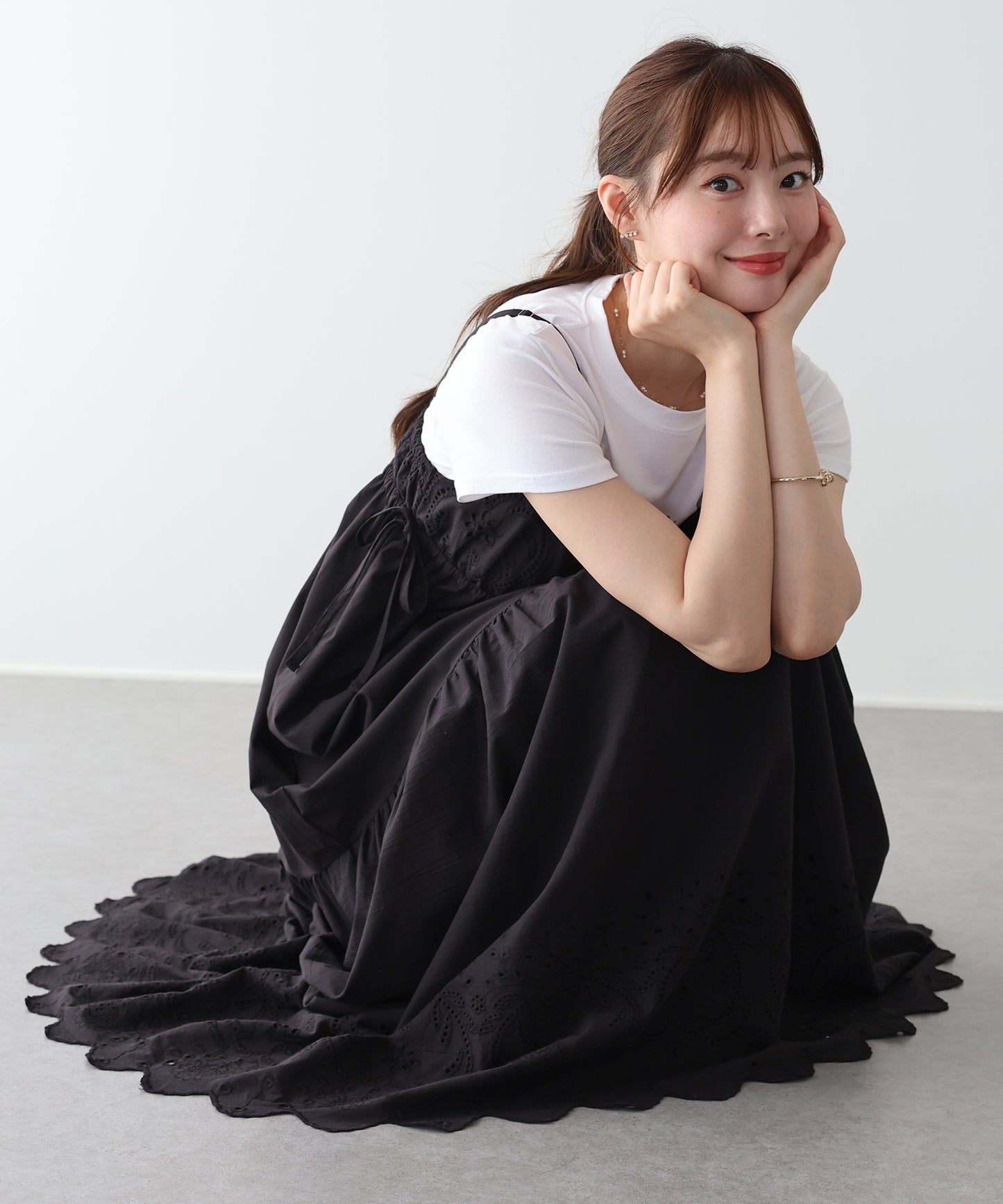 【早割5％OFF】《ショート＆ミディアム選べる着丈》コットンレースサイドリボンキャミワンピース