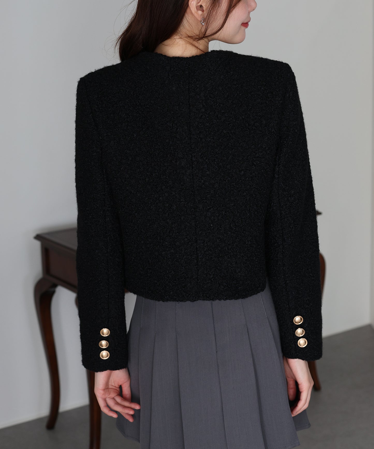 金ボタンボアコート