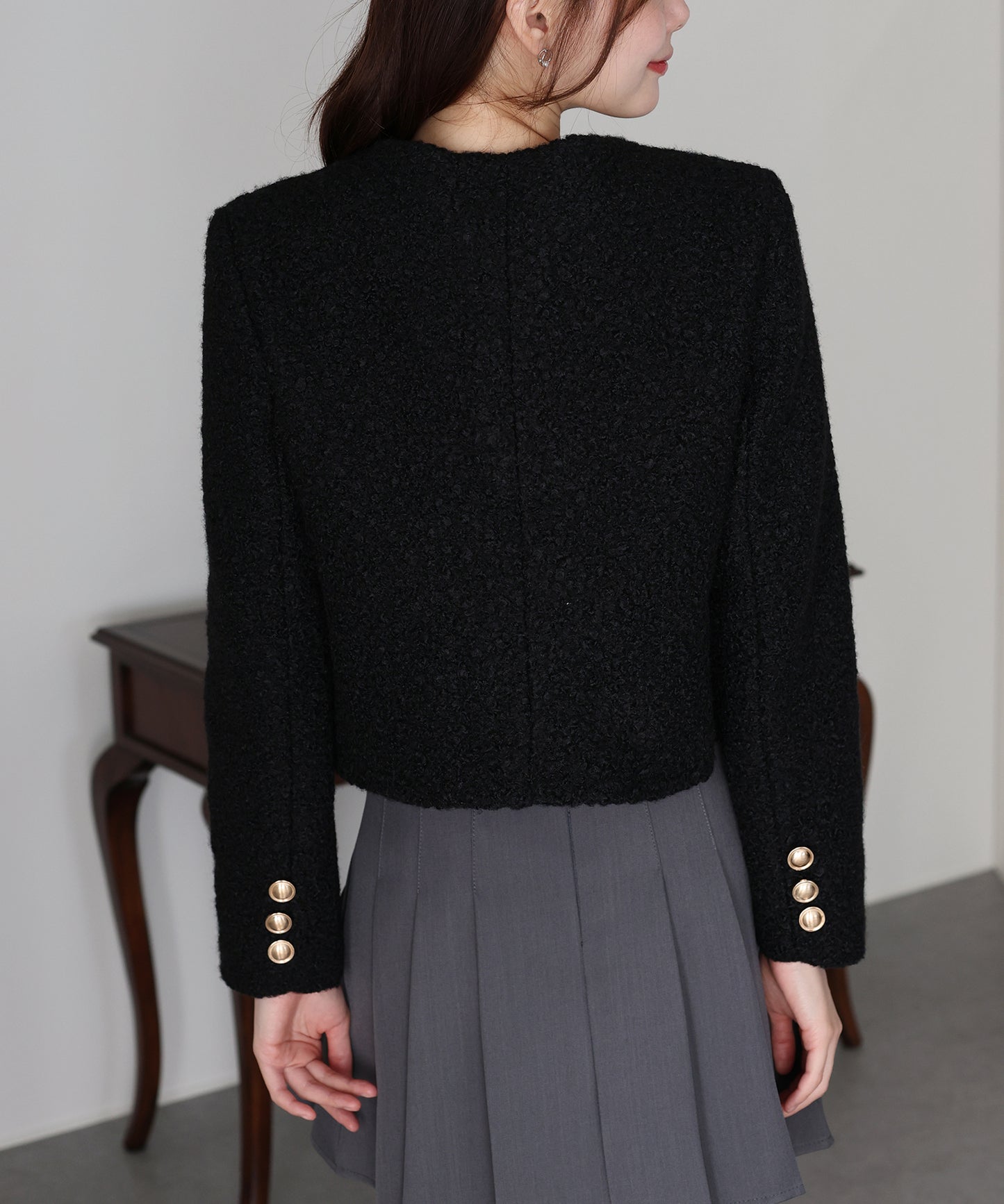 金ボタンボアコート