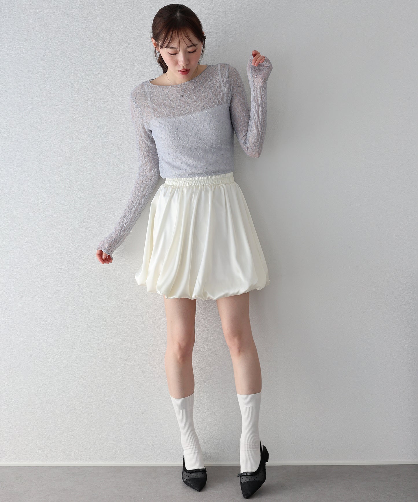 【早割5％OFF】サテンバルーンミニスカート