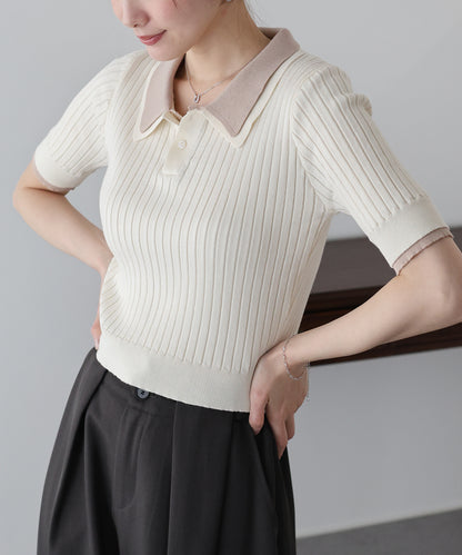 シャツレイヤードポロニット