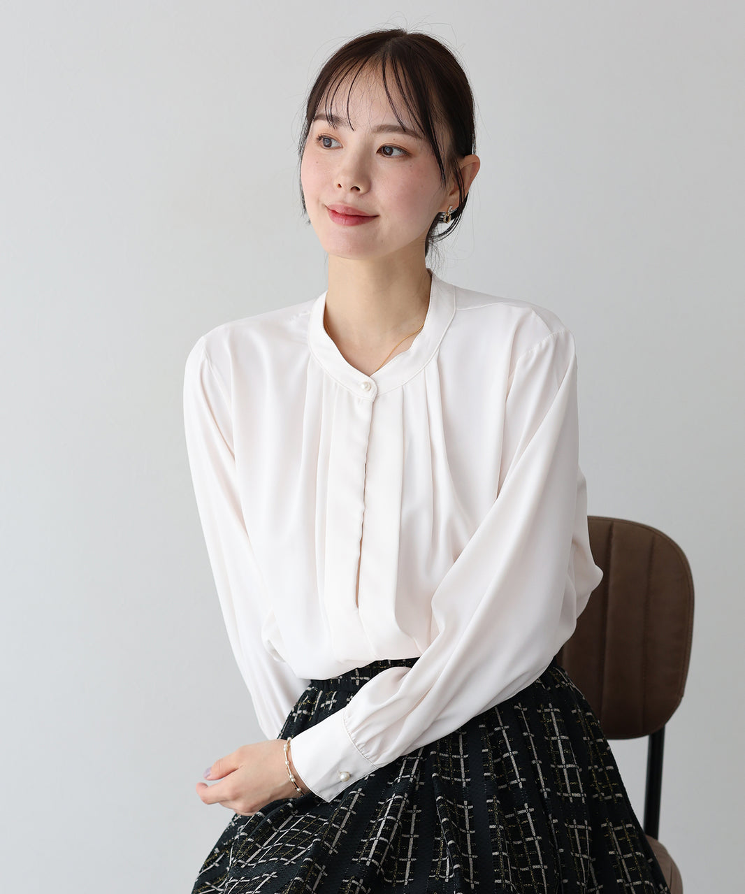 【SALE】タイ付ハートボタンブラウス【ネコポス】