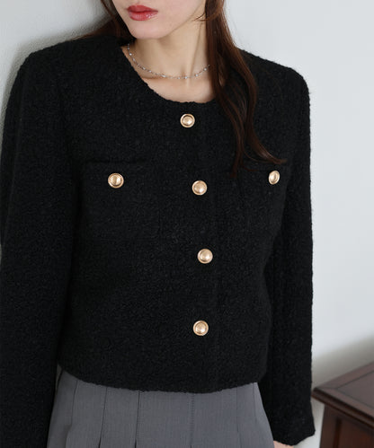 金ボタンボアコート