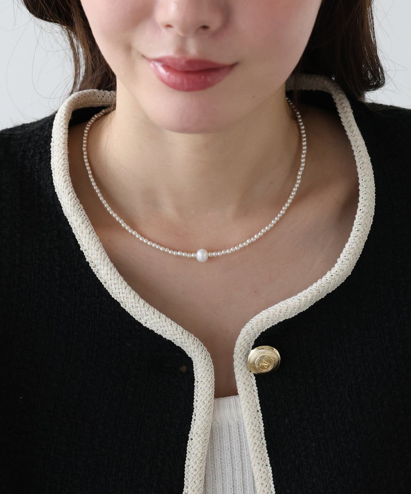 オニキス/淡水パール ビーズネックレス【ネコポス】