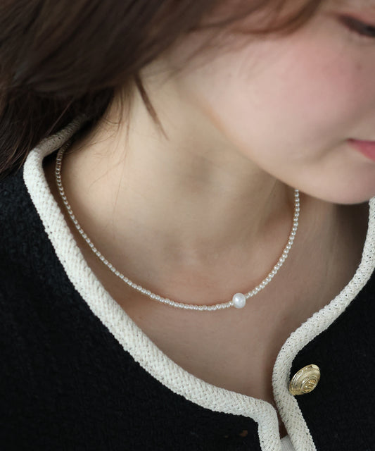 オニキス/淡水パール ビーズネックレス【ネコポス】