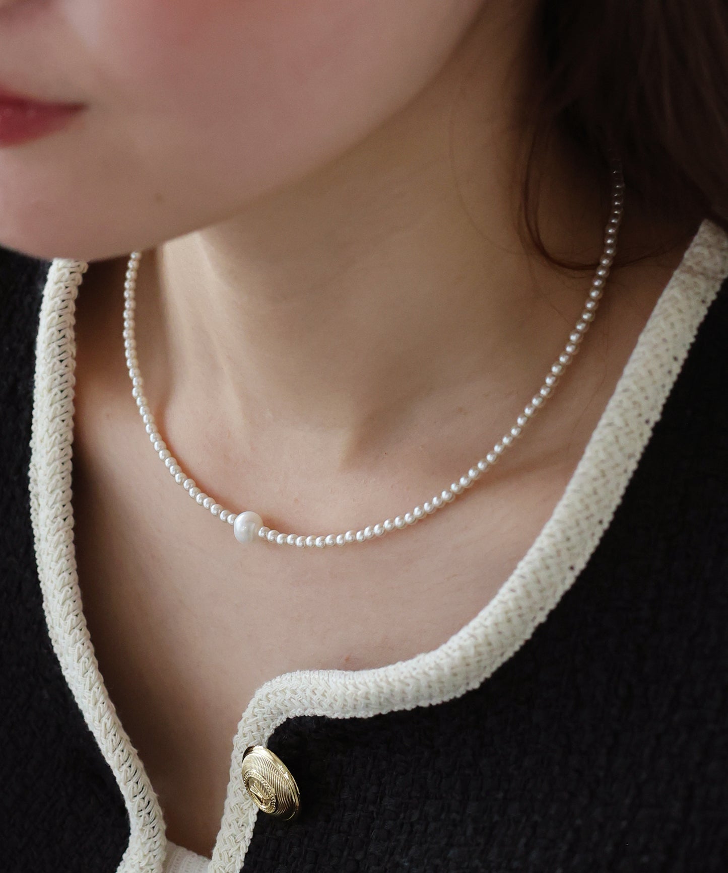 オニキス/淡水パール ビーズネックレス【ネコポス】