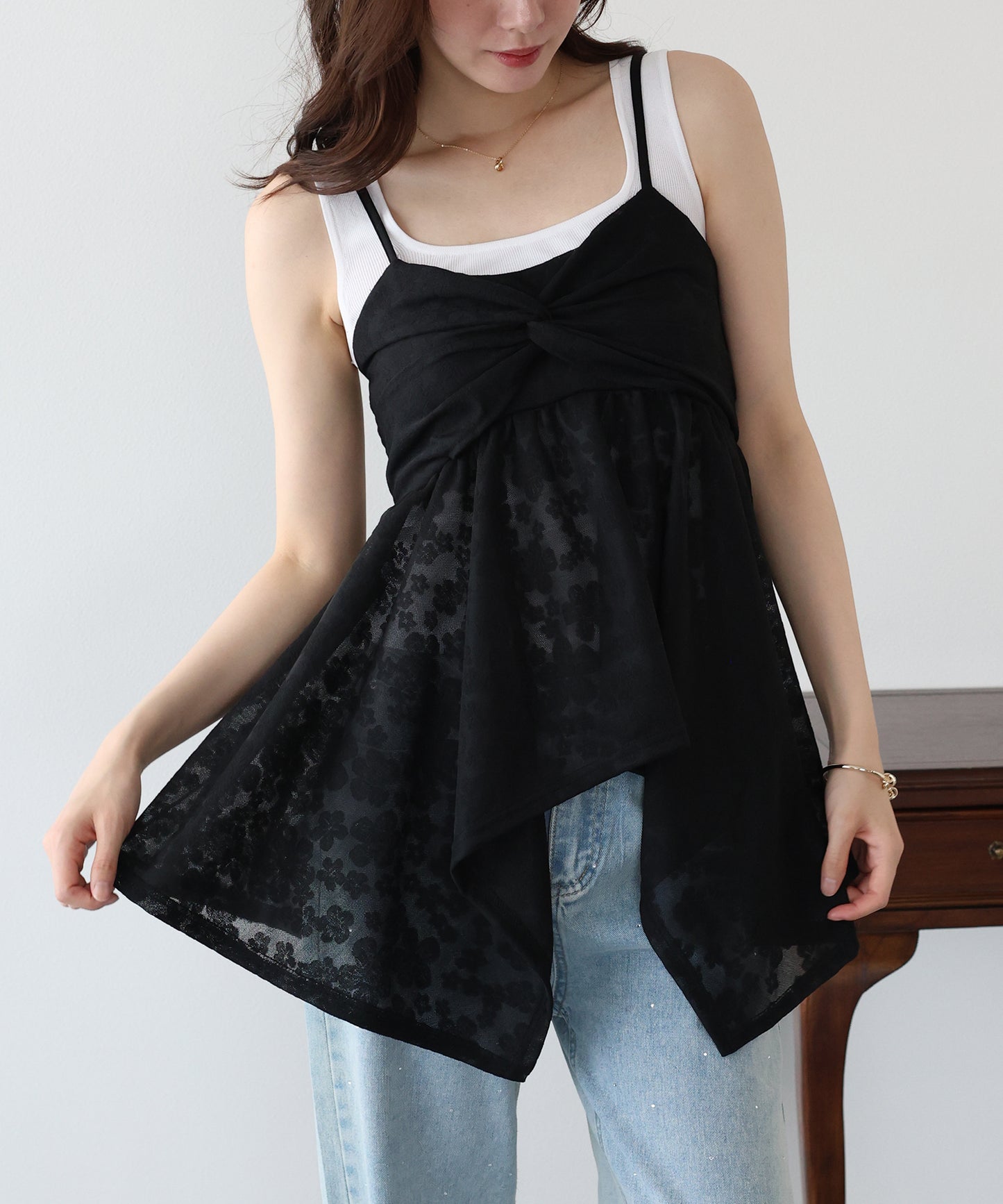 【早割5％OFF】レースキャミソールチュニック【メール便】