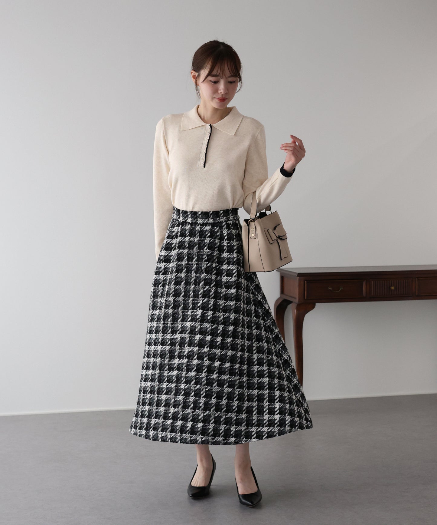 バイカラーポロ襟ニット