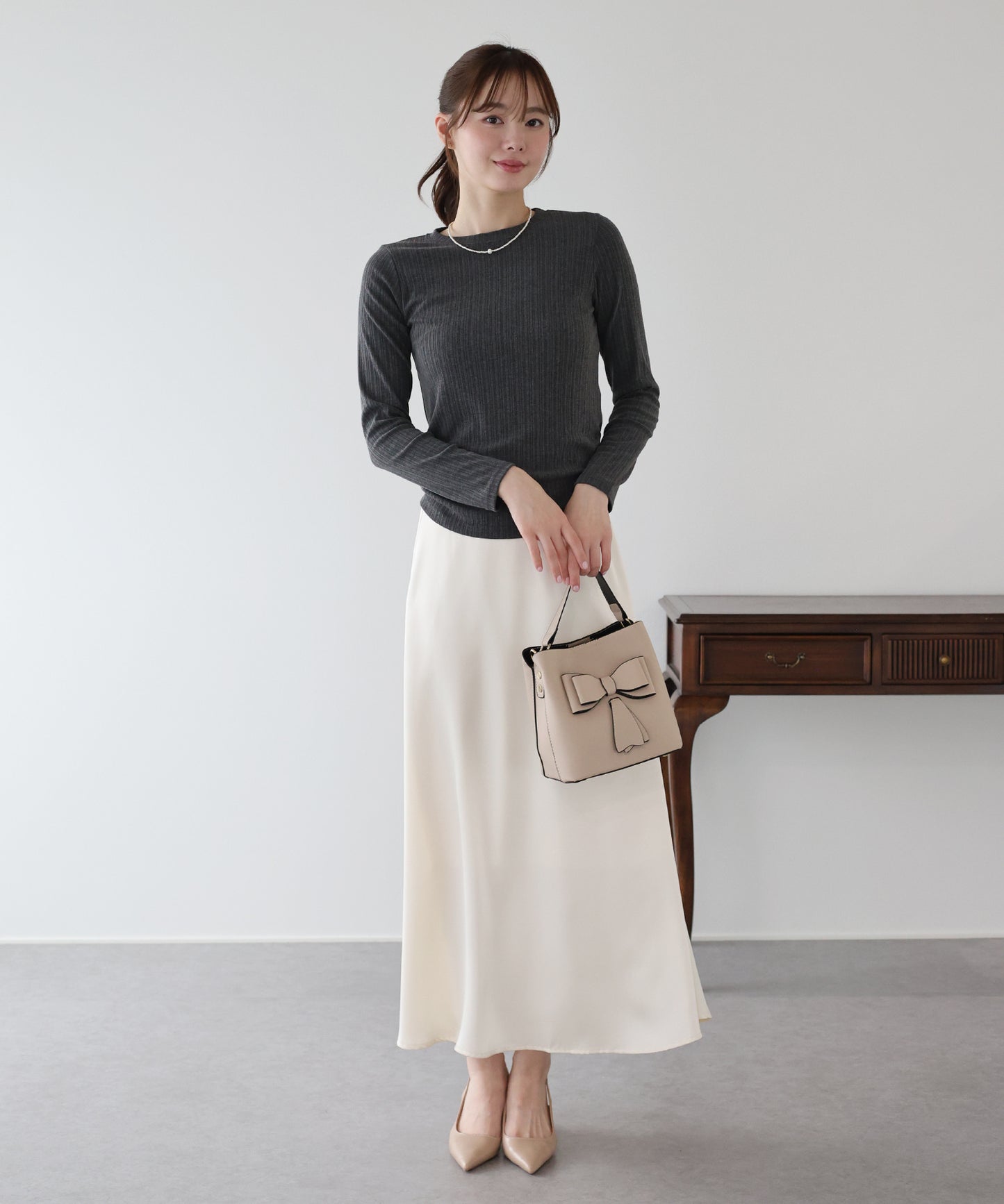 サイドギャザーシアーリブカットソー【ネコポス】