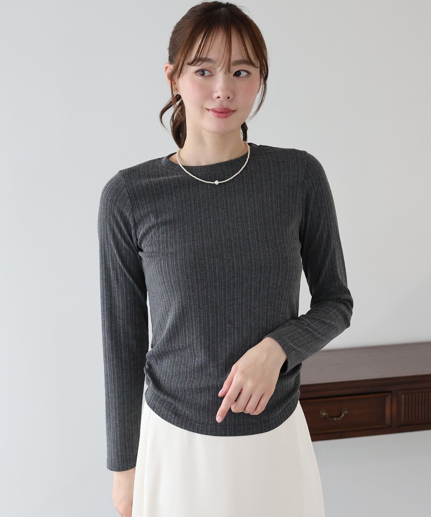 サイドギャザーシアーリブカットソー【ネコポス】