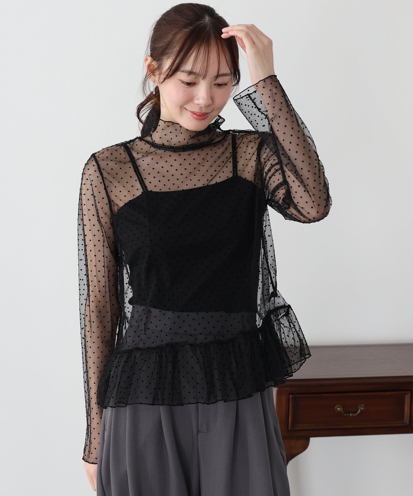 シアードットペプラムブラウス【ネコポス】