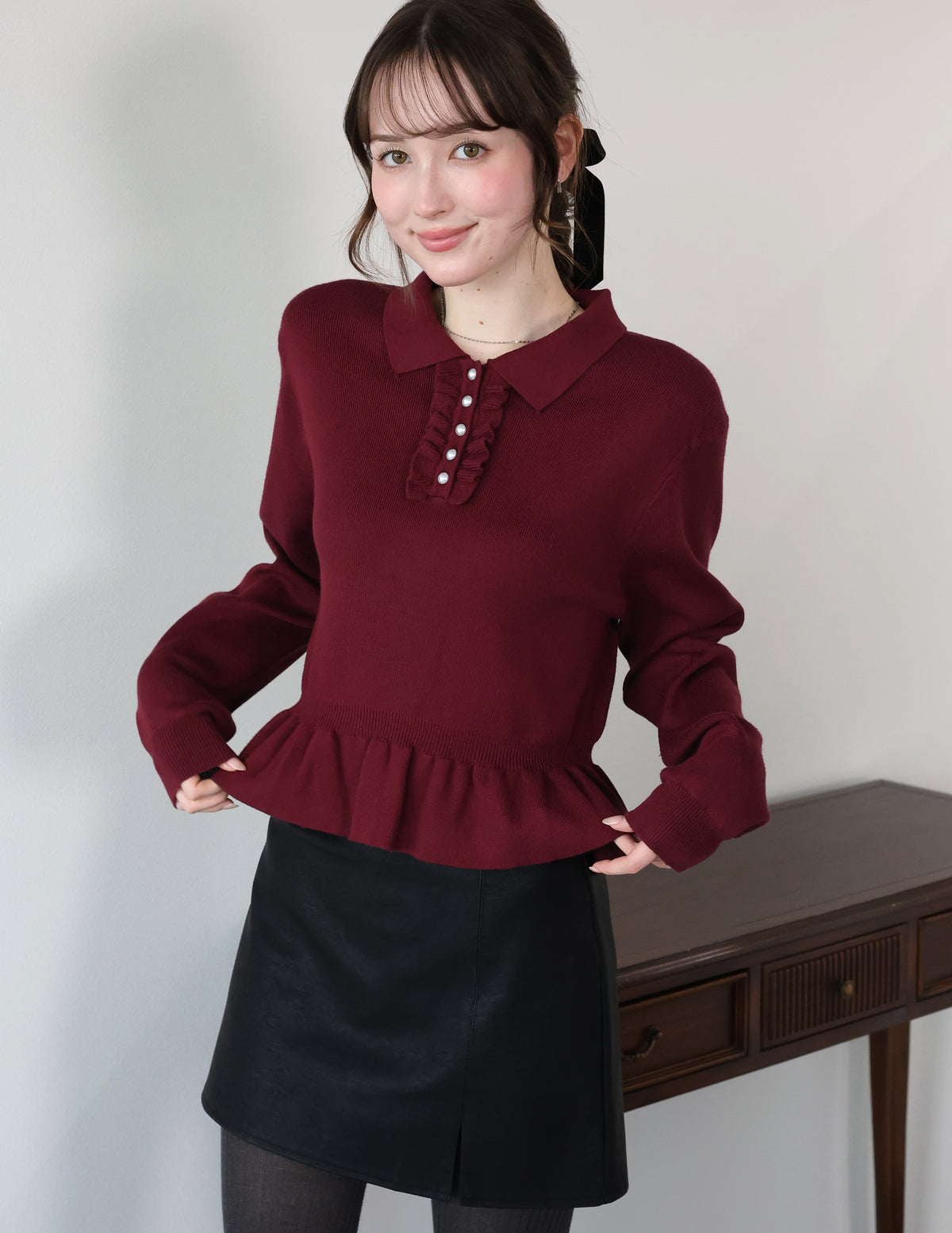 【早割5％OFF】フロントフリルペプラムポロニット
