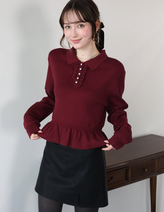 【早割5％OFF】フロントフリルペプラムポロニット