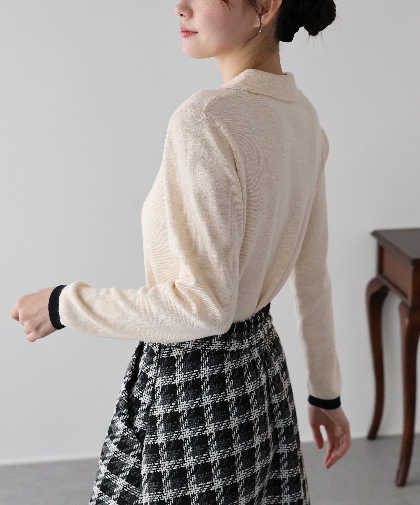 バイカラーポロ襟ニット