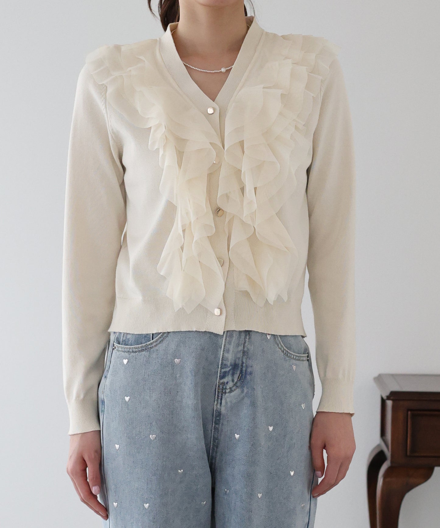 チュールフリルカーディガン