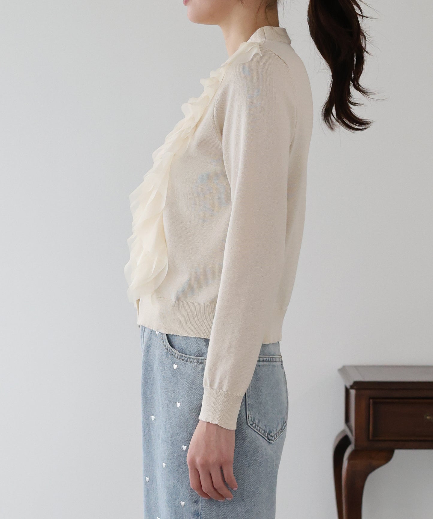 チュールフリルカーディガン