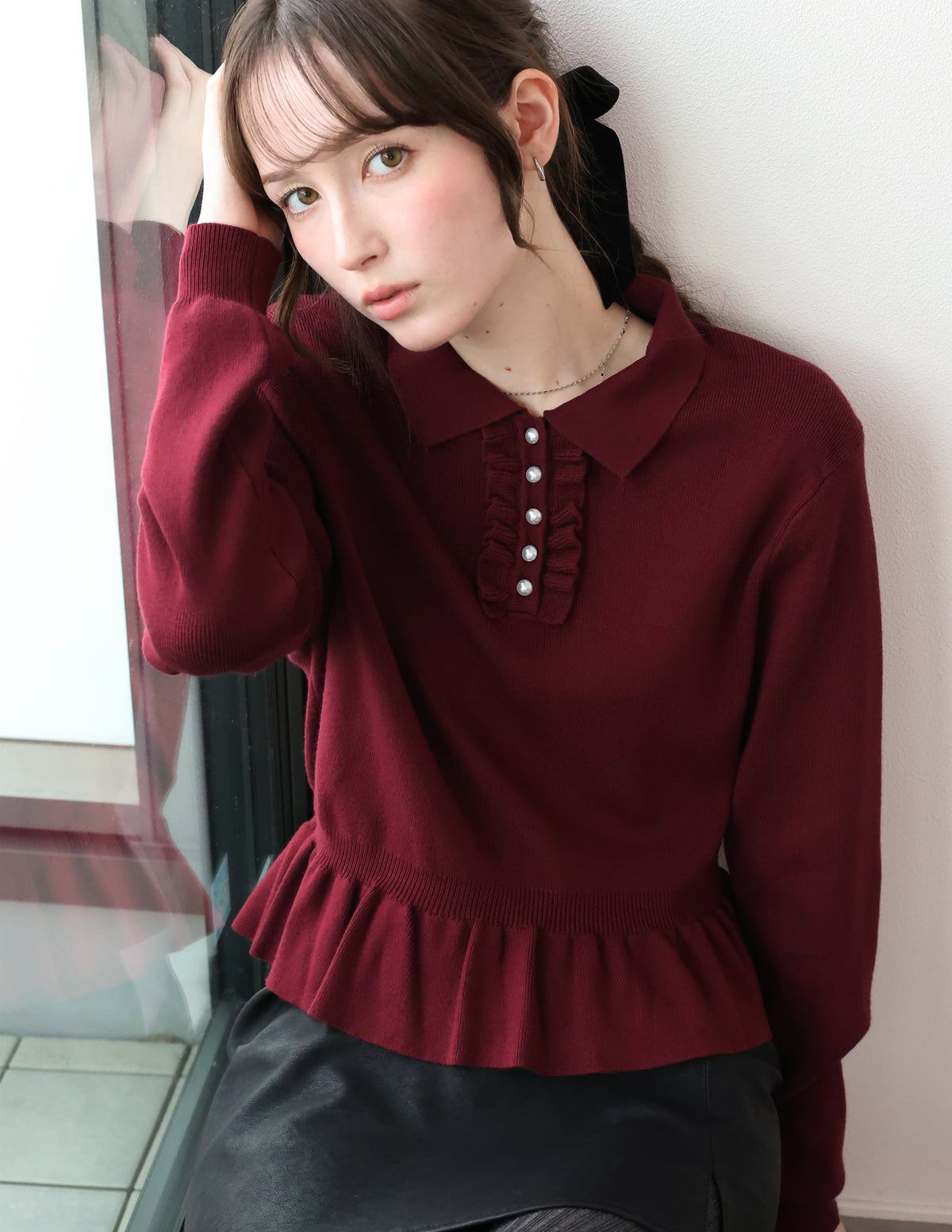 【早割5％OFF】フロントフリルペプラムポロニット