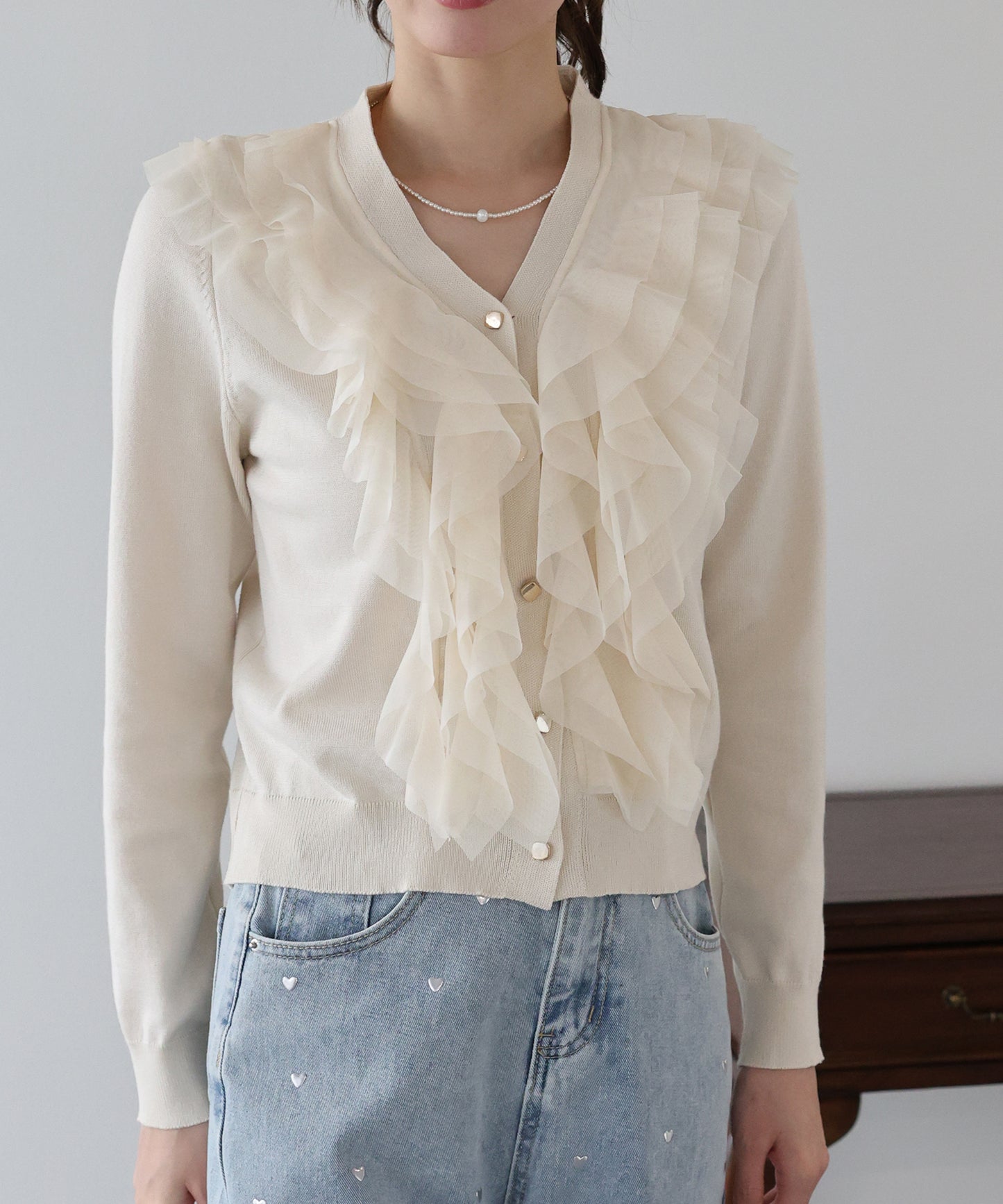 チュールフリルカーディガン