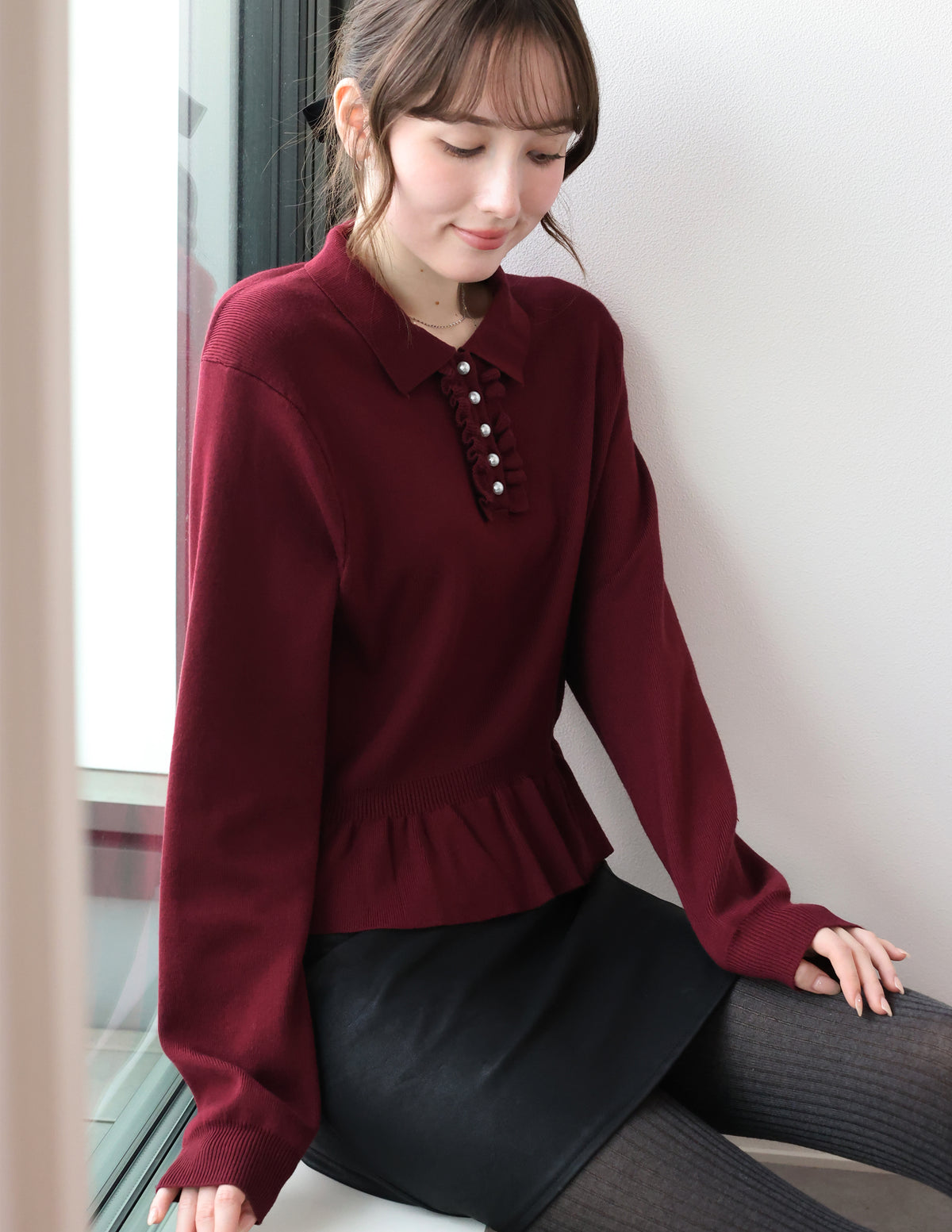 【早割5％OFF】フロントフリルペプラムポロニット
