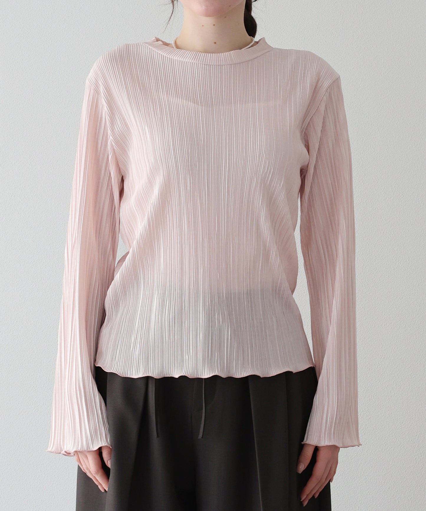 フレアスリーブランダムプリーツメローブラウス【ネコポス】